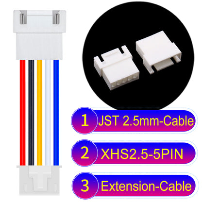 JST XHS with Belt Lock 5Pin Male Female Extension Cable, 2.54mm pitch, 22AWG copper wire, UL1007 certified, ideal for home appliances, electrical systems, and LED lighting applications.