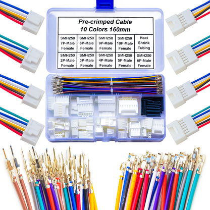Full set of YEONHO SMH250 2.5 male female connector kit with 22AWG pre-crimped cables