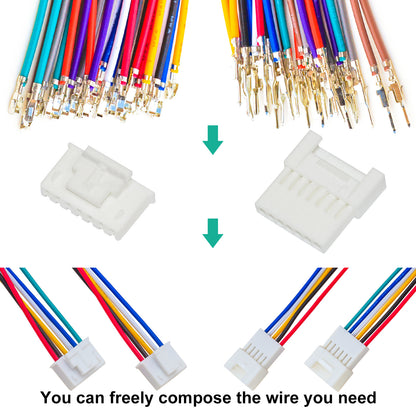 YEONHO SMH250 2.5 connector kit with pre-crimped wires used in electronic projects and DIY applications