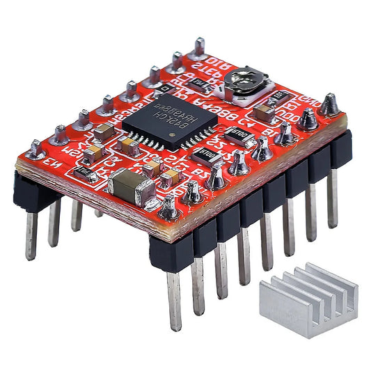A4988/DRV8825 stepper motor driver module with heat sink, StepStick carrier compatible with 3D printers, Reprap RAMPS 1.4, and Arduino projects