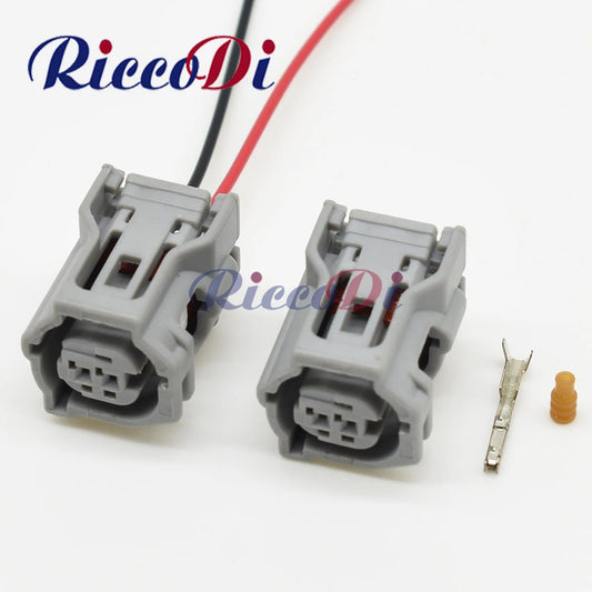 Overview of 2-hole AC assembly car plastic housing connector with ABS sensor and electric wire socket
