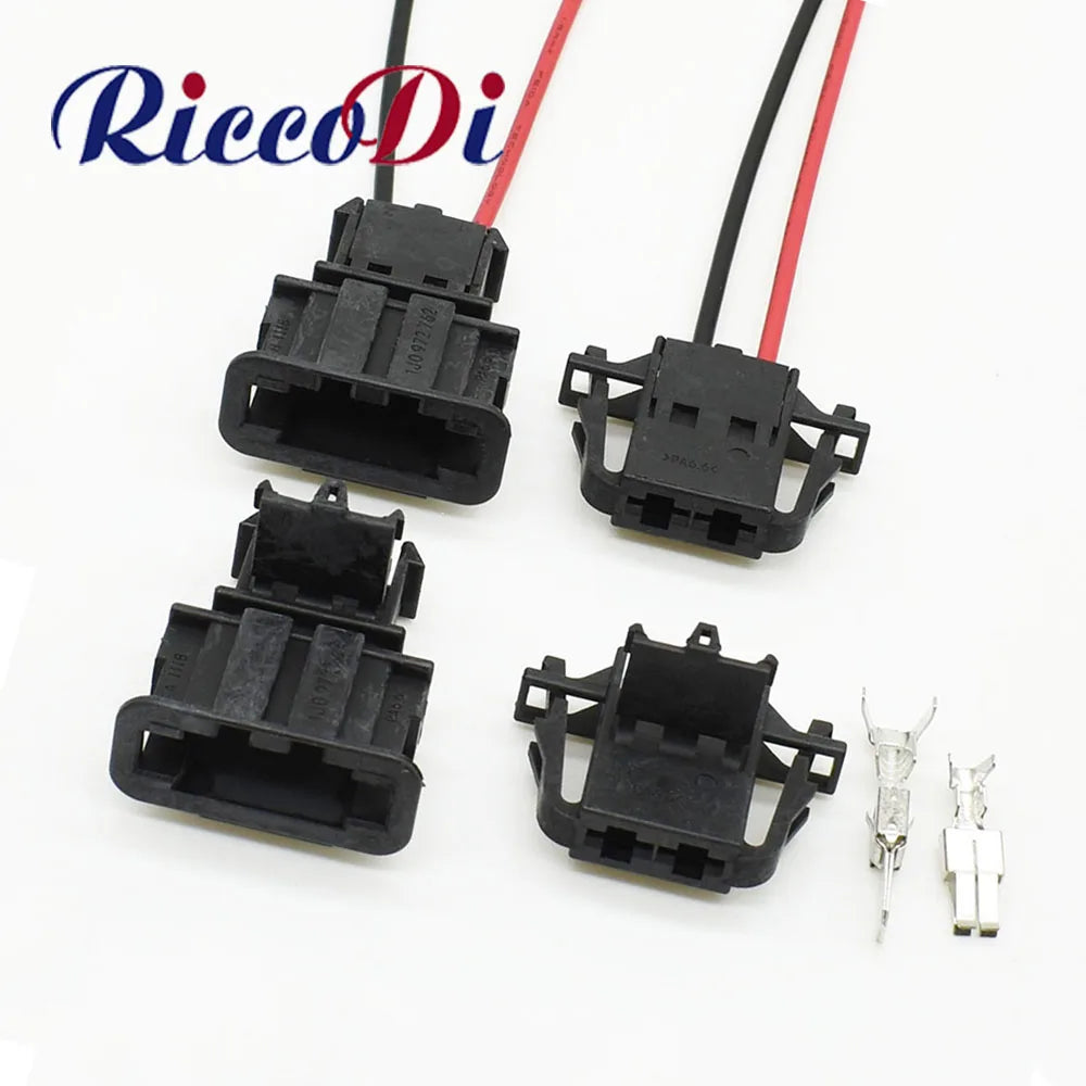 Front view of 2P 6.3 series automotive air conditioning blower wire connector socket