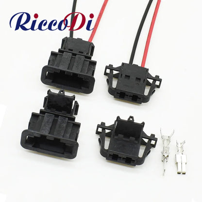 Front view of 2P 6.3 series automotive air conditioning blower wire connector socket