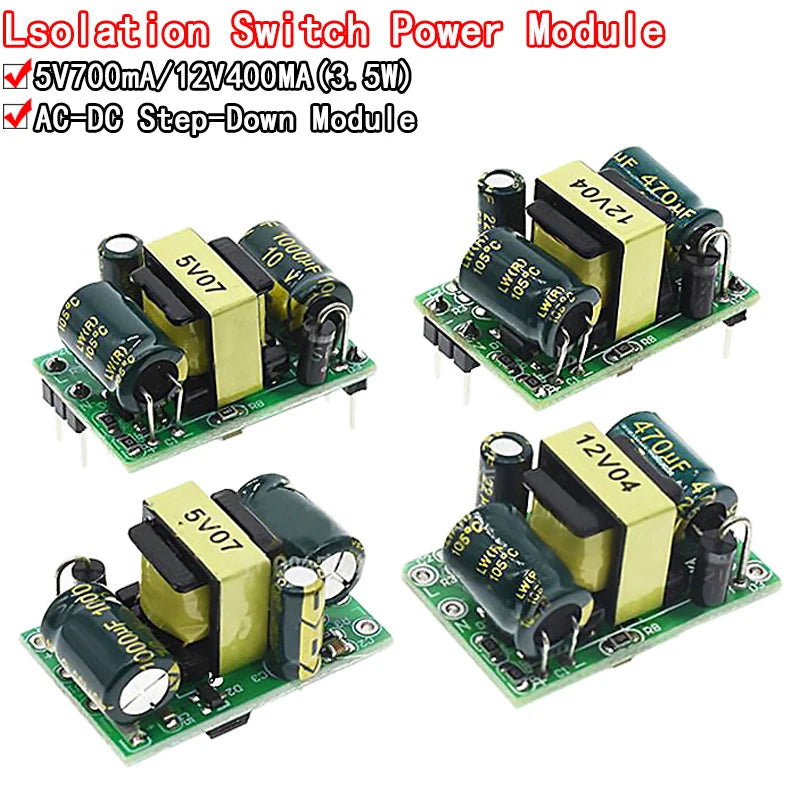 AC DC isolated power supply module 220V to 5V 3.5W or 12V 5W buck converter for Arduino and DIY electronics