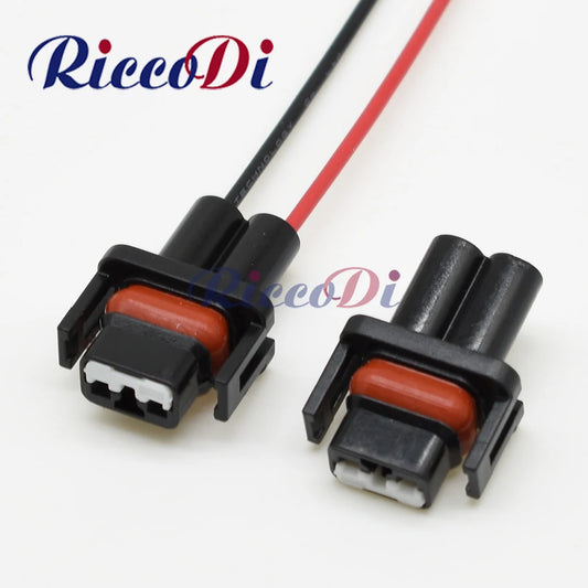 Automotive air conditioner solenoid valve 2-hole harness plug connector DJ70216Y-1-21 showing full plug design
