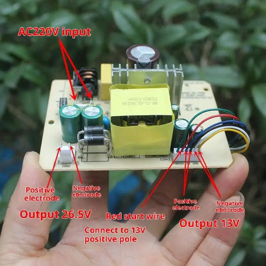 Power adapter dual switching module for AC220V input and DC output