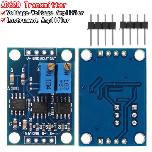 AD620 microvolt voltage amplifier instrumentation module, 3-12V DC, ideal for precise signal amplification and DIY electronics projects