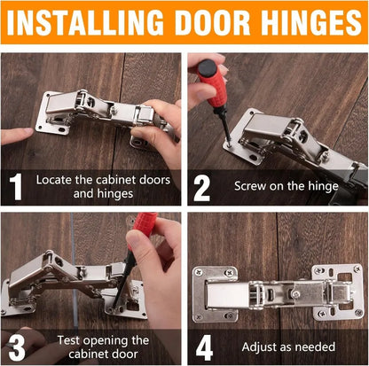 Adjustable cabinet hinge for door installation and alignment
