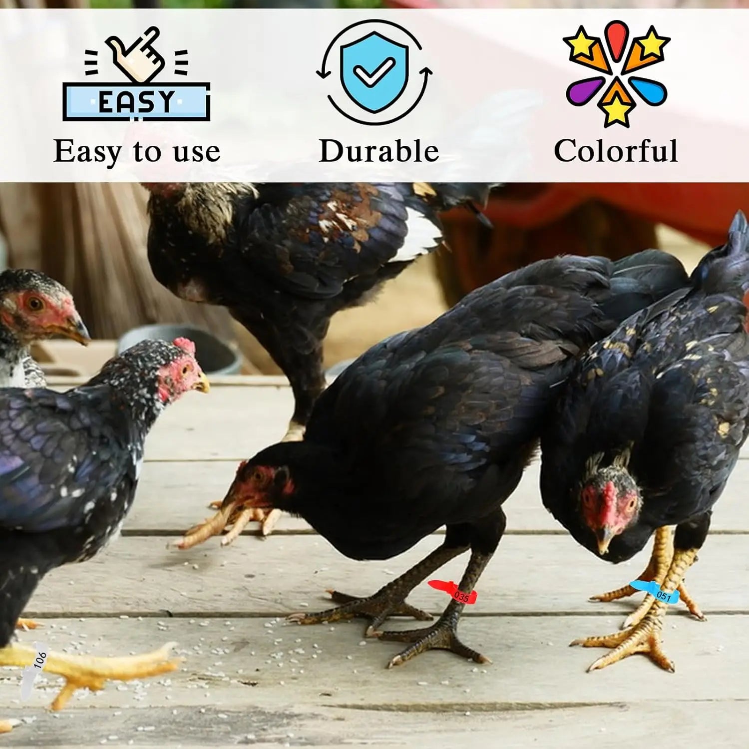 Adjustable poultry leg clip for farm bird management