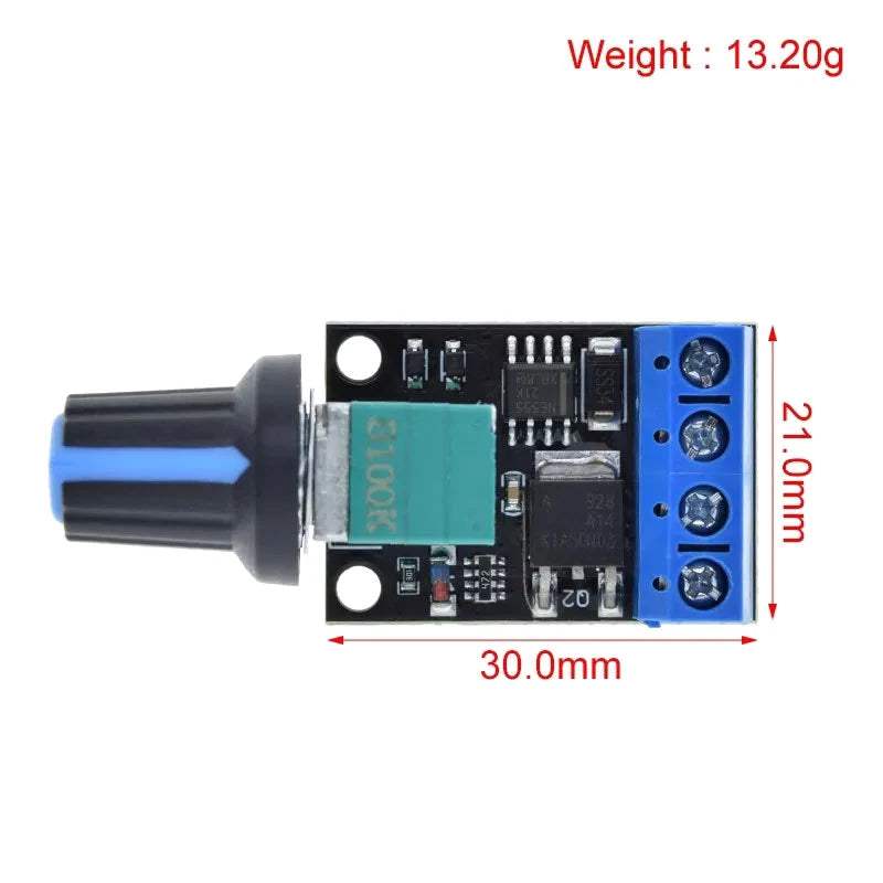 Adjustable DC motor speed controller module for PWM regulation