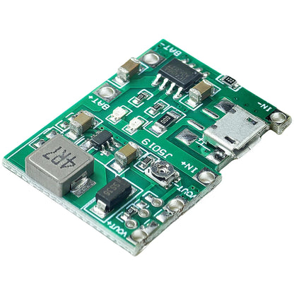 Adjustable step-up charger module for 18650 lithium Li-ion battery, 3.7V/4.2V input to 5V/9V 2A output, integrated charge and discharge module for DIY electronics
