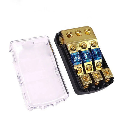 AGU 60A fuse holder installation and connection detail for car audio