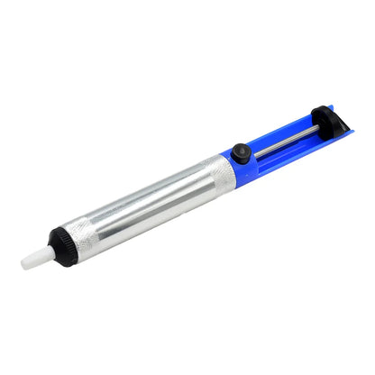 Aluminum desoldering pump solder sucker pen for vacuum removal of solder, compatible with soldering iron and hand welding tools