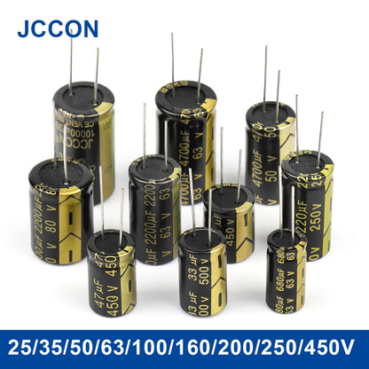 High frequency low ESR aluminum electrolytic capacitor 25V to 450V for electronic circuits