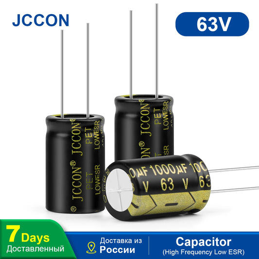 63V 1000uF aluminum electrolytic capacitor with low ESR and high frequency performance for electronic circuits