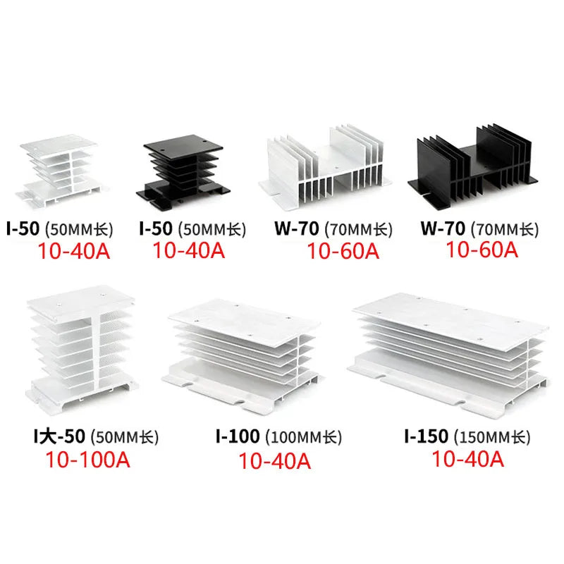 Aluminum heat sink for SSR solid state relay, 10A–100A, 12V–220V cooling base for single and three phase