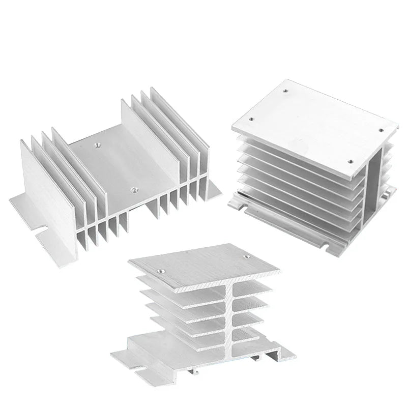 Aluminum heat sink structure for SSR solid state relay, single phase or three phase cooling applications