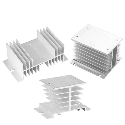 Aluminum heat sink structure for SSR solid state relay, single phase or three phase cooling applications