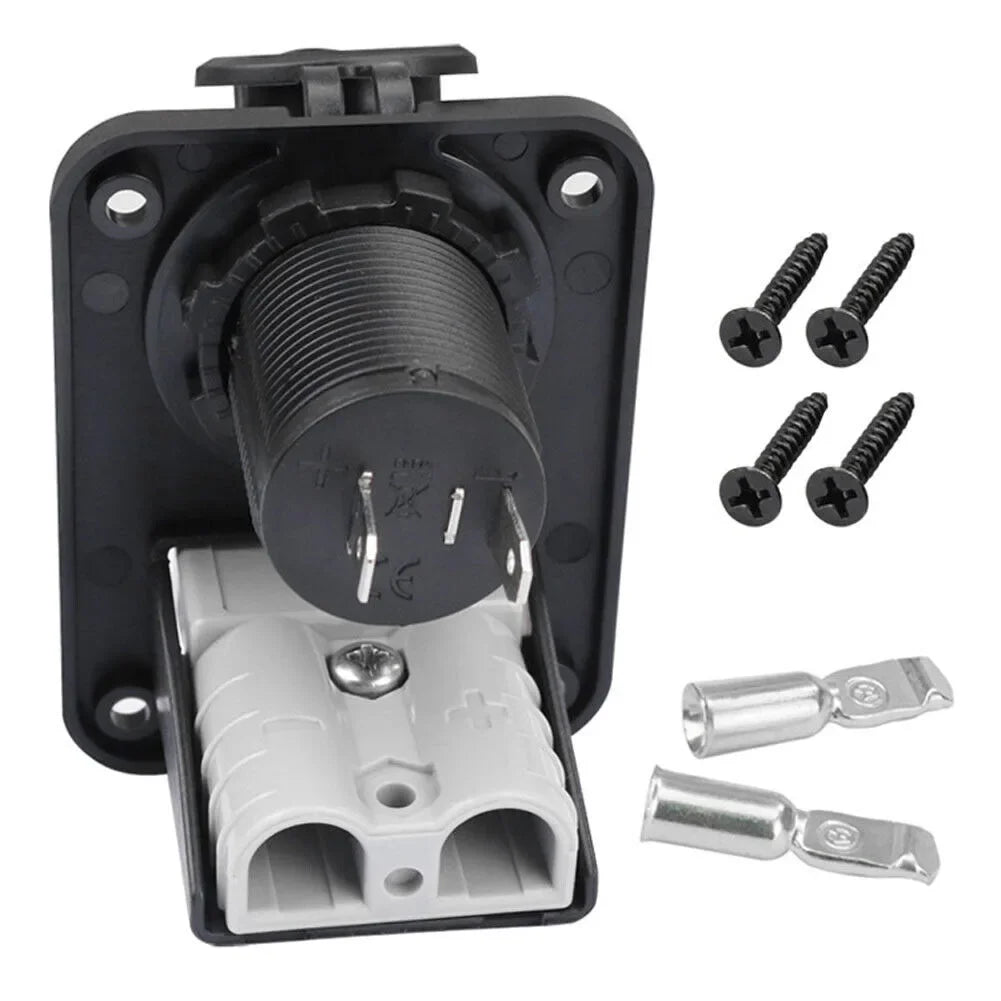 50A 600V Anderson plug connector socket charger flush mount plate for camping, trailers, and caravans