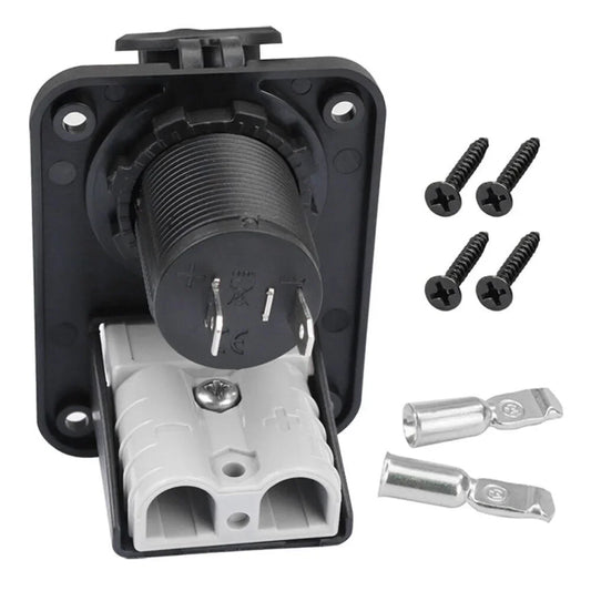 50A 600V Anderson plug connector socket charger flush mount plate for camping, trailers, and caravans