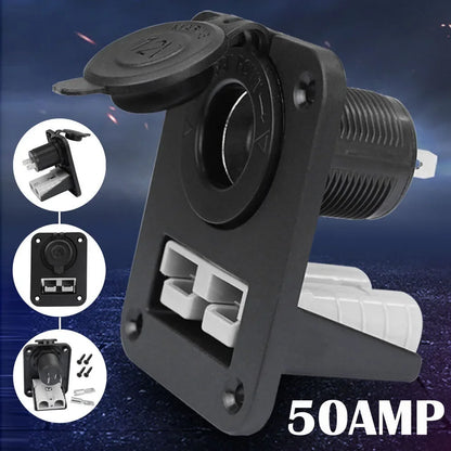 50A Anderson plug socket charger flush mount plate, ideal for camping, trailers, and caravan electrical setups