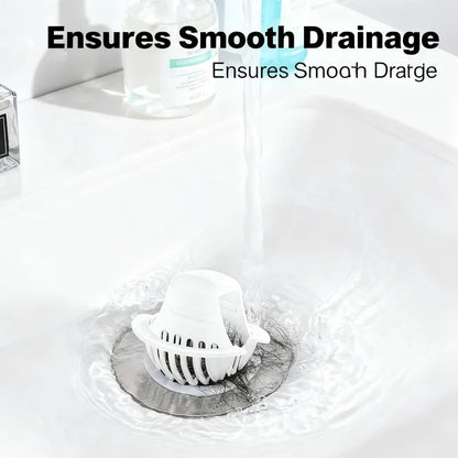 Anti clog bathroom sink filter installed in basin drain