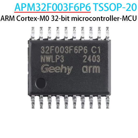 APM32F003F6P6 32-bit microcontroller in TSSOP-20 package, 32F003F6P6 for embedded systems, DIY electronics, and development projects