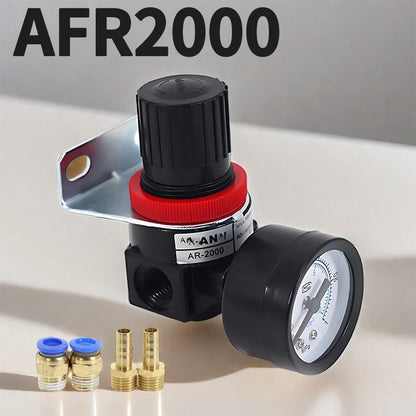 AR2000 pneumatic air compressor pressure regulator reduction valve with 1/4'' thread BSP and 2MM, 4MM, 6MM, 8MM, 10MM fittings