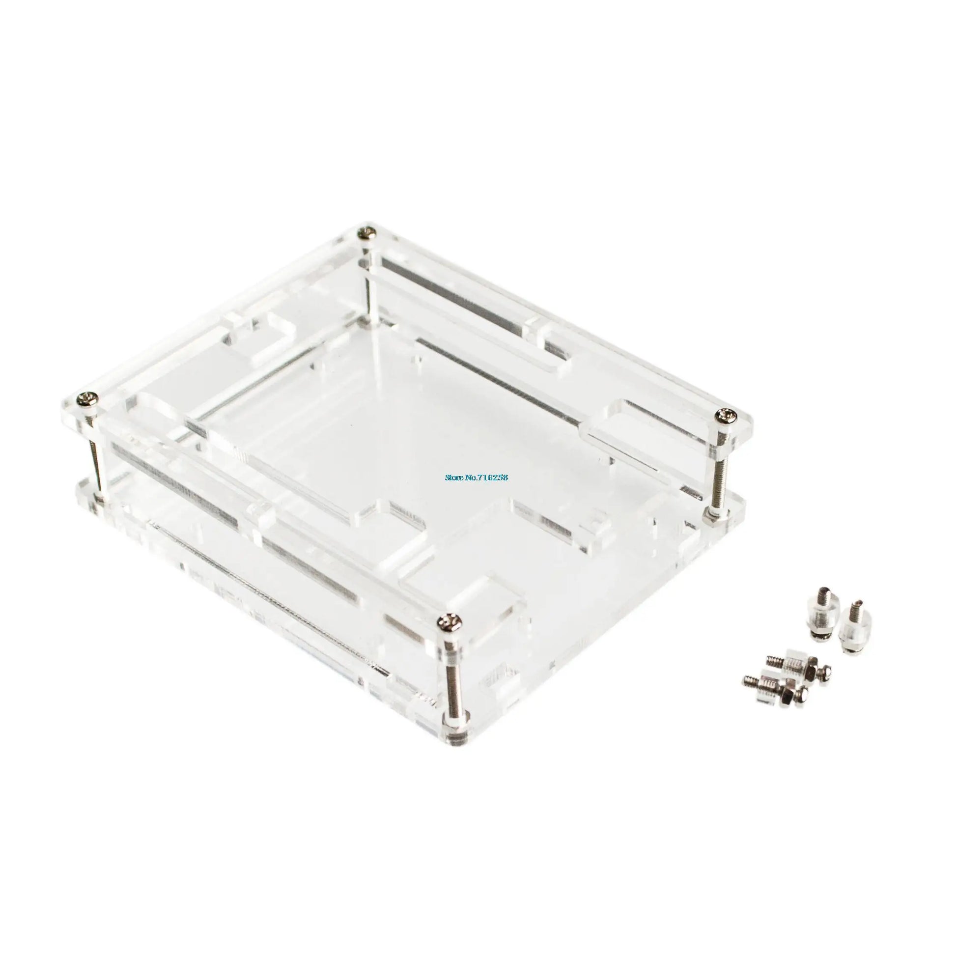 Transparent acrylic enclosure case for Arduino UNO R3 board, clear cover, protective and compatible with DIY electronics projects
