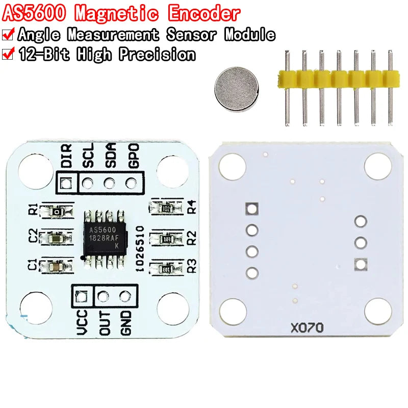 AS5600 magnetic encoder sensor module, 12-bit high precision angle measurement using magnetic induction for Arduino and DIY electronics