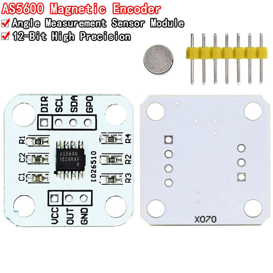 AS5600 magnetic encoder sensor module, 12-bit high precision angle measurement using magnetic induction for Arduino and DIY electronics