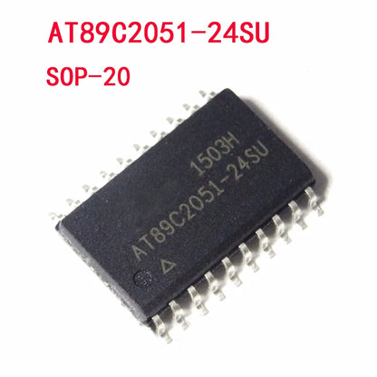 AT89C2051 20-pin microcontroller MCU chip, available in SOP20 and DIP-20 packages, suitable for embedded electronics projects and DIY applications