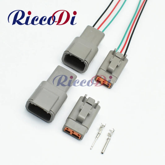 ATM04-3P ATM06-3S DTM06-3S DTM04-3P 3 pin Deutsch automotive connector plug waterproof male & female wire socket grey overview