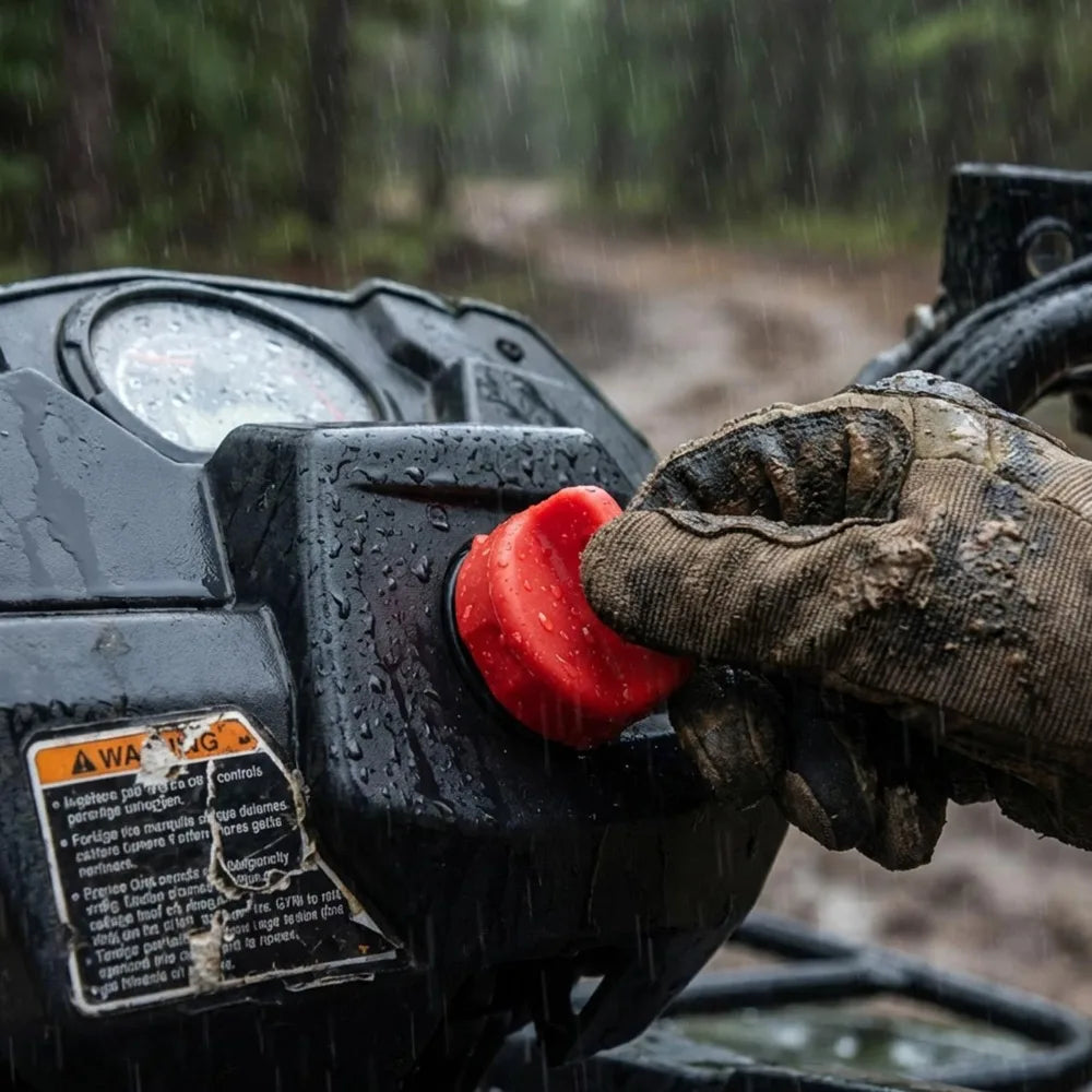 Ignition key cover switch protector installation for ATV and off road vehicles