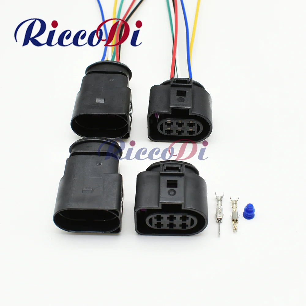 6 pin wire cable connector 1J0973833 1J0973733 male female sockets for Audi VW automotive wiring