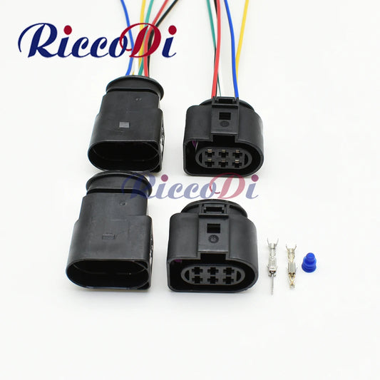 6 pin wire cable connector 1J0973833 1J0973733 male female sockets for Audi VW automotive wiring