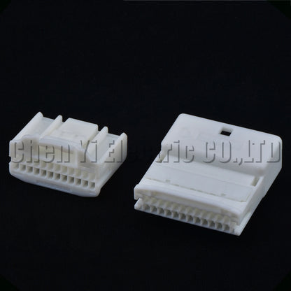 Close-up of 24 Pin automotive audio navigation connector socket, compatible with Toyota and Nissan vehicles