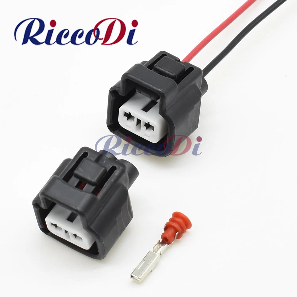 Automotive 2-pin waterproof electrical connector 192000-3130 for water temperature sensor showing full plug and housing assembly