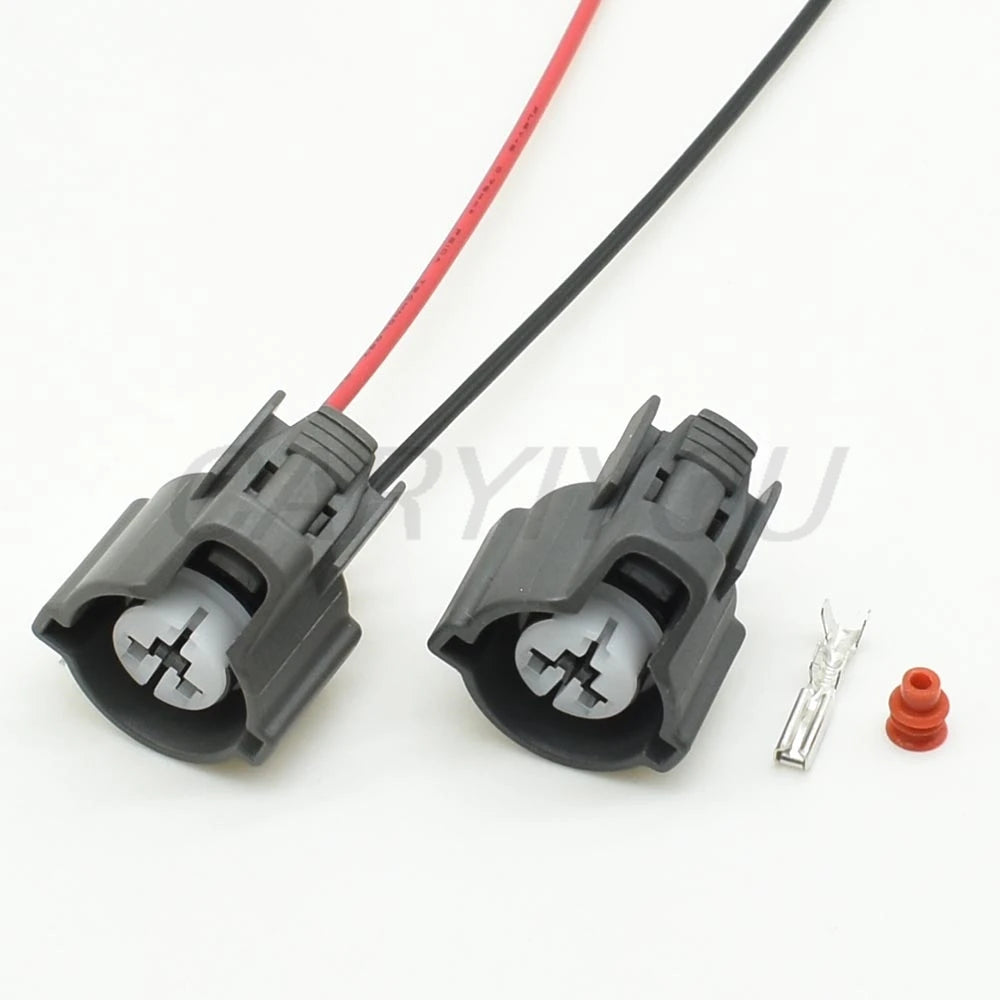 Automotive 2-pin male female wire harness connector DJ70230C installed in vehicle wiring system ensuring safe and stable connections