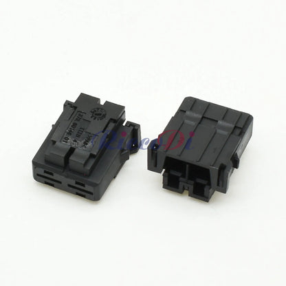 Side view of 2 pin automotive wiring harness connector showing secure plug interface for vehicles