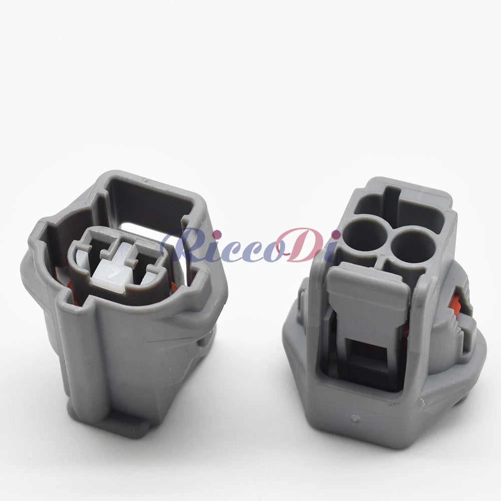 Rear view of 2-pin auto waterproof connector DJ7023YB-2.2-21 highlighting wire insertion points