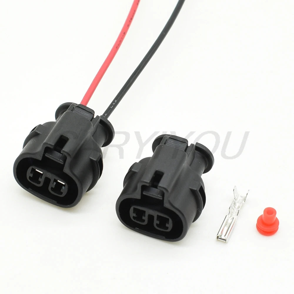 2-pin auto waterproof connector DJ7023YB-2.2-21 installed in vehicle showing secure wire harness connection