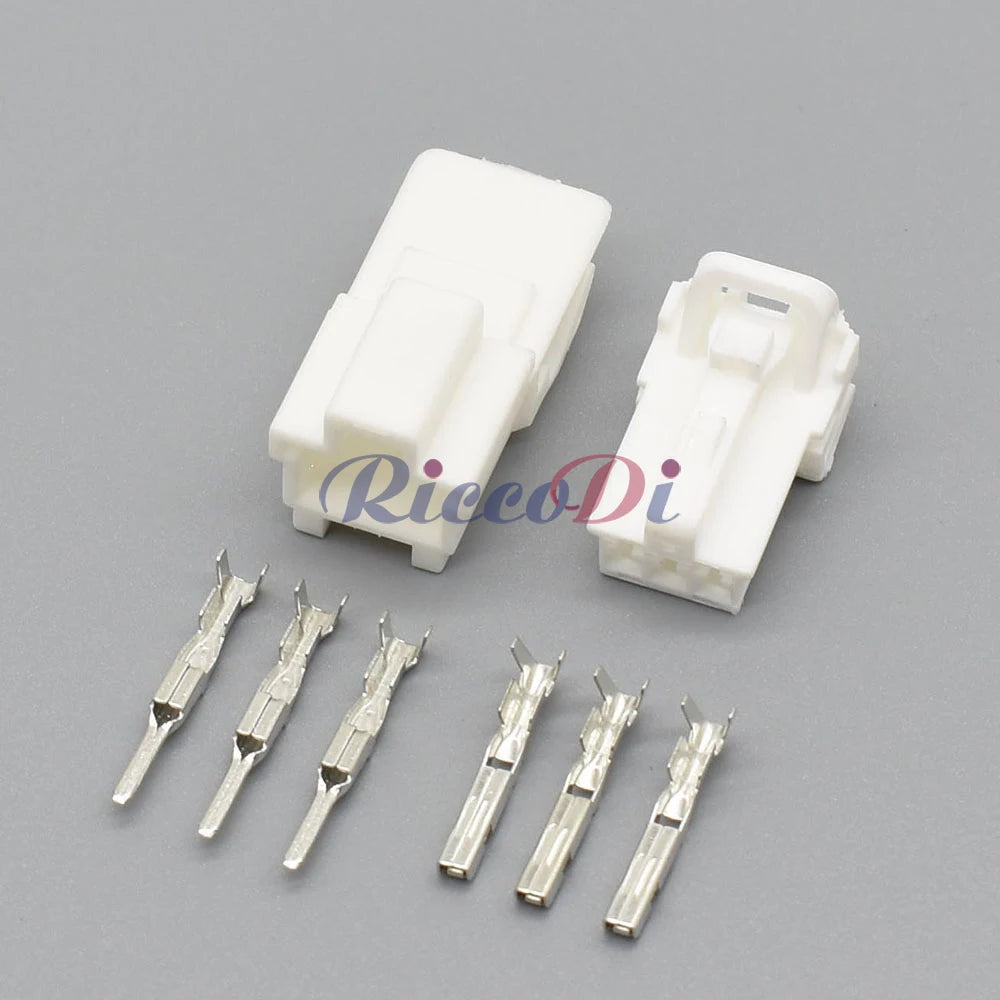 Close-up of 3-Pin terminals in 7122-7830 7123-7830 auto connector for precise wiring harness connection