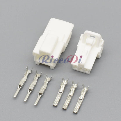 Close-up of 3-Pin terminals in 7122-7830 7123-7830 auto connector for precise wiring harness connection