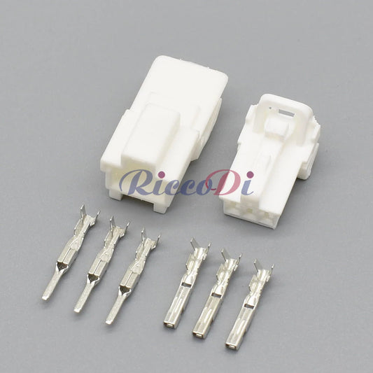 Close-up of 3-Pin terminals in 7122-7830 7123-7830 auto connector for precise wiring harness connection