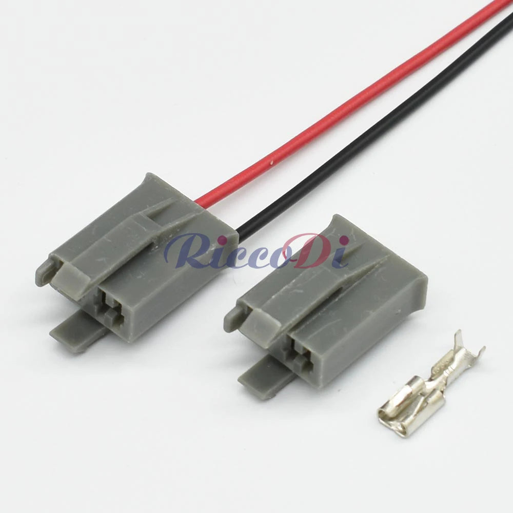 Close-up of terminals on automotive 2 way female connector plug for secure and reliable electrical connection