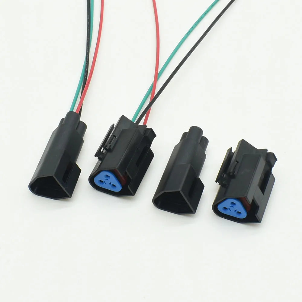 Auto waterproof connector 7-1437710-9 3-1437712-1 installed in triangle wire harness system for Ford car electrical applications