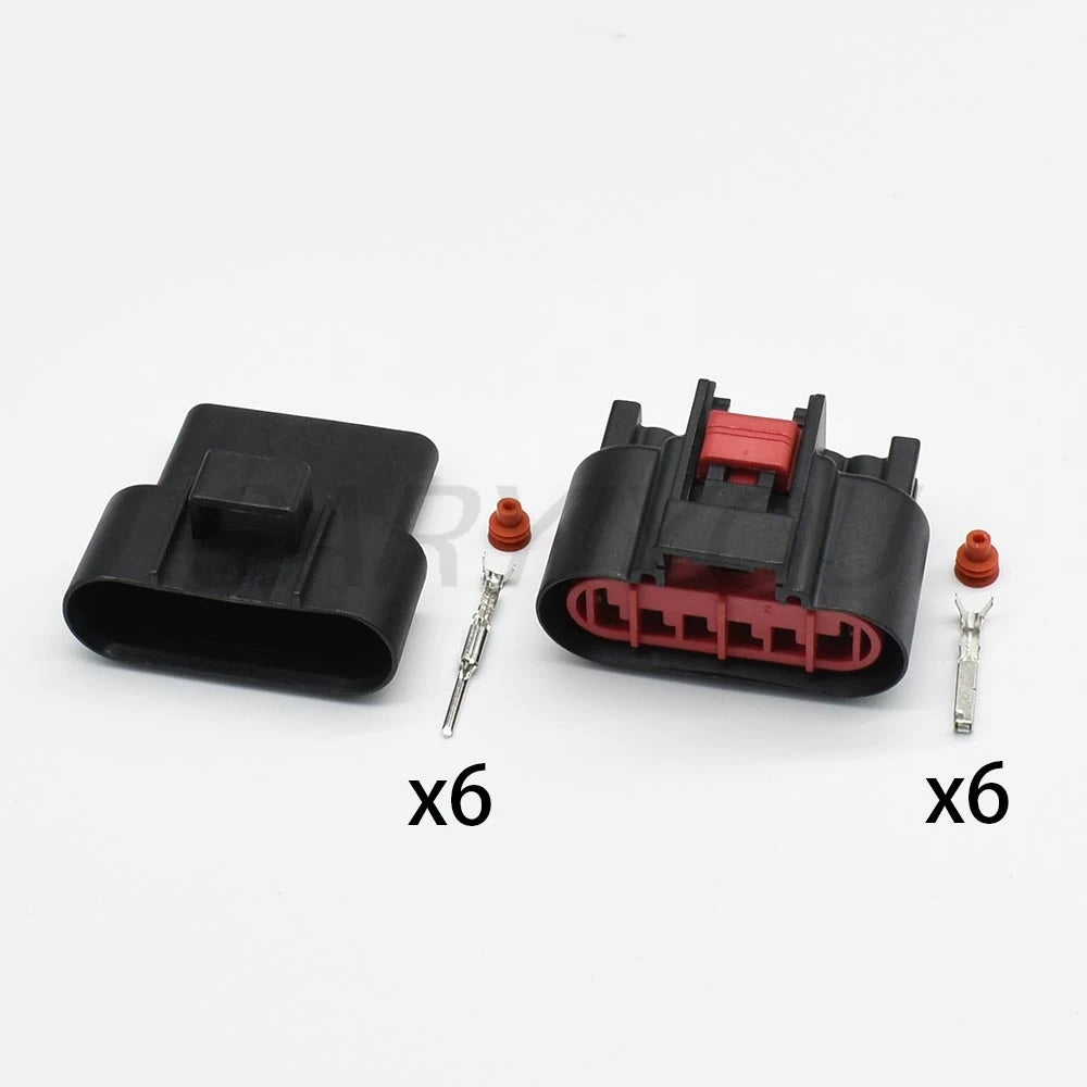 Auto 6 pins waterproof wire harness connector locking structure and terminals