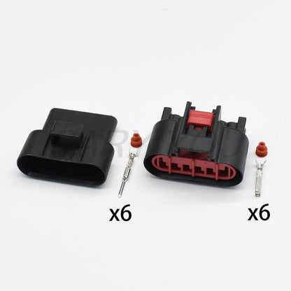 Auto 6 pins waterproof wire harness connector locking structure and terminals