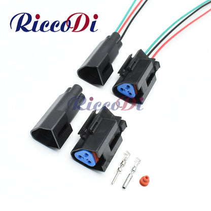 Auto waterproof connector 7-1437710-9 3-1437712-1 showing full view for male and female triangle wire harness plug socket for Ford